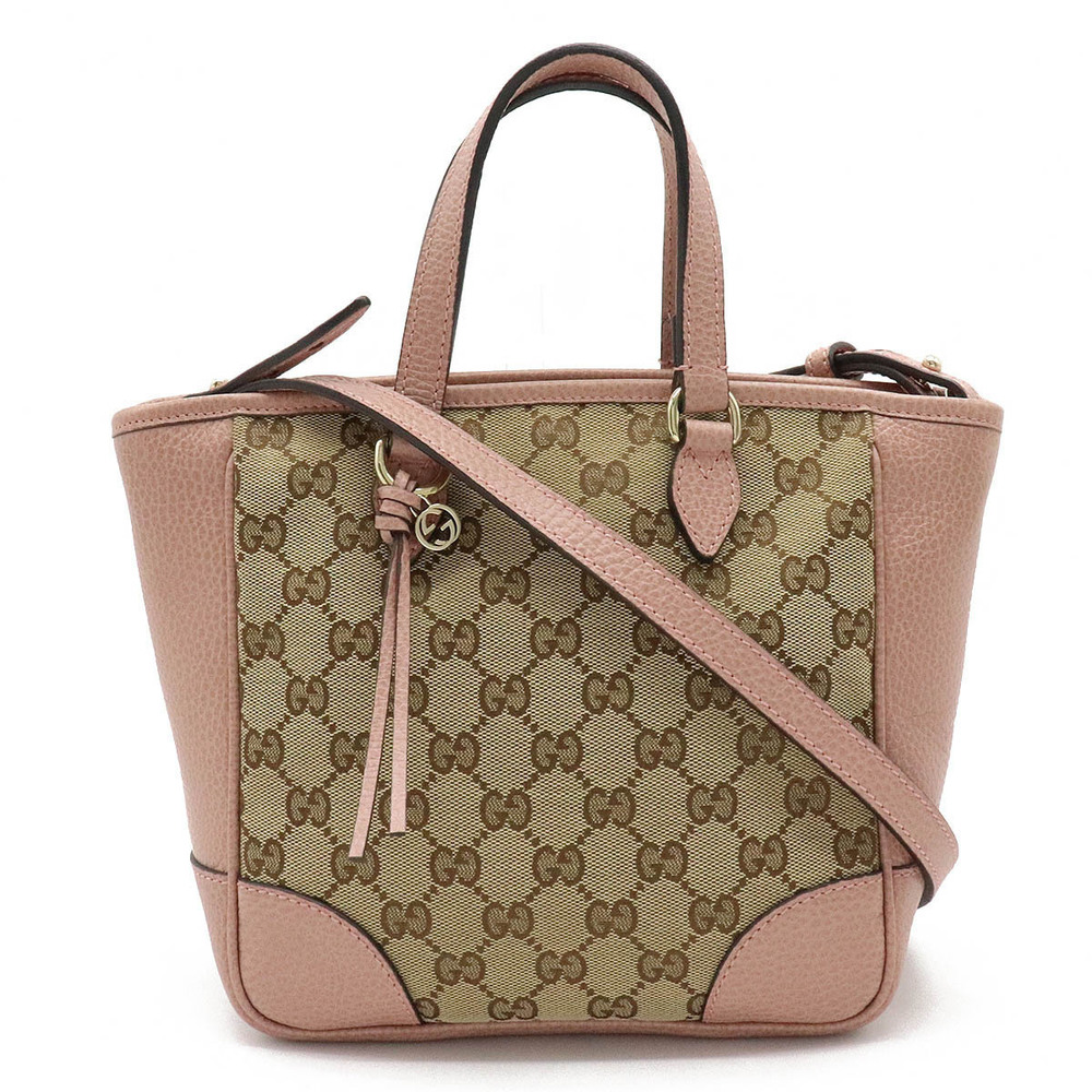 Gucci GG Canvas Shoulder Bag Crossbody Bag Leather Beige Brown Cream Pink
